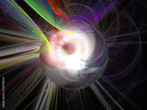 Abstract Colored Illustration - Soft Iridescent Colorful Cloud of Brilliant Energy, Glowing Plasma. Smoke, Energy Discharge, Digital Flames, Artistic Design. Minimal Soft Background Image