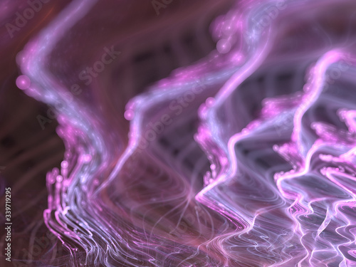 Abstract Illustration - Strings of Chaotic Plasma Energy, Colorful Fractal Multicolor Lightning, Energy Discharge, Scientific Plasma Study. Digital Flames, Artistic Design