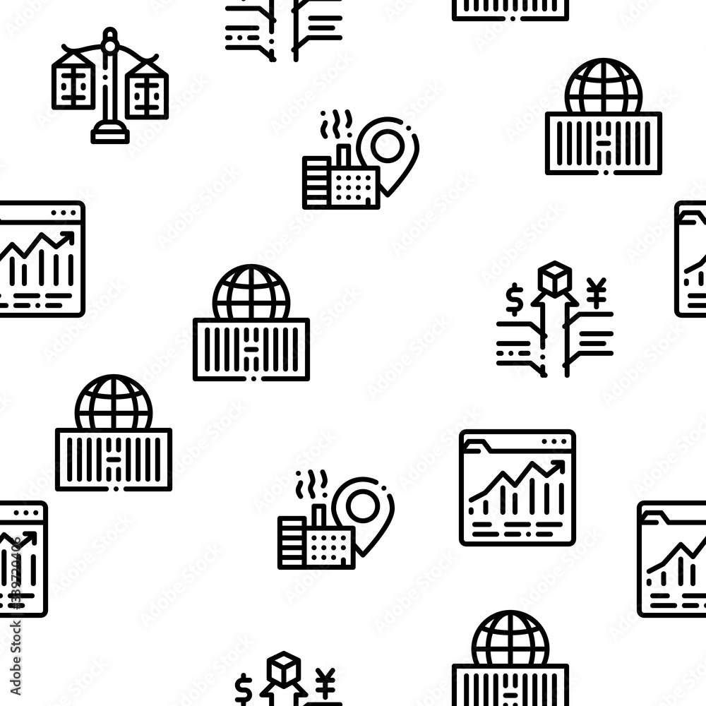 Trade War Business Seamless Pattern Vector Thin Line. Illustrations