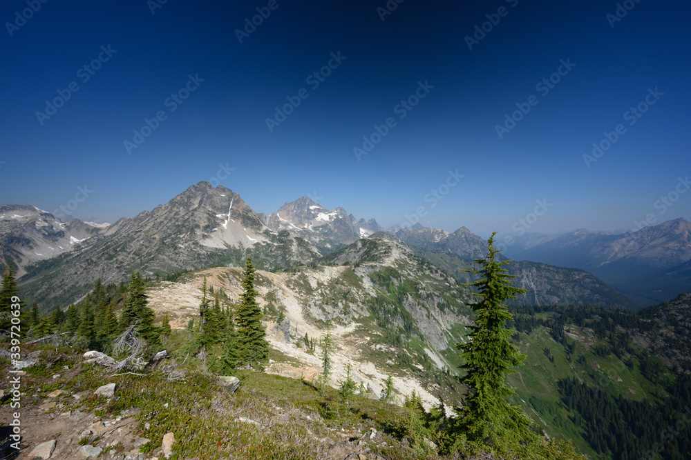North Cascades Mountains Stretch Out Under Blue Sky