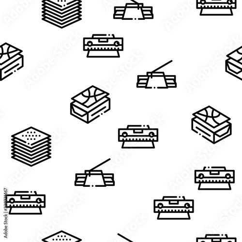 Tiler Work Equipment Seamless Pattern Vector Thin Line. Illustrations