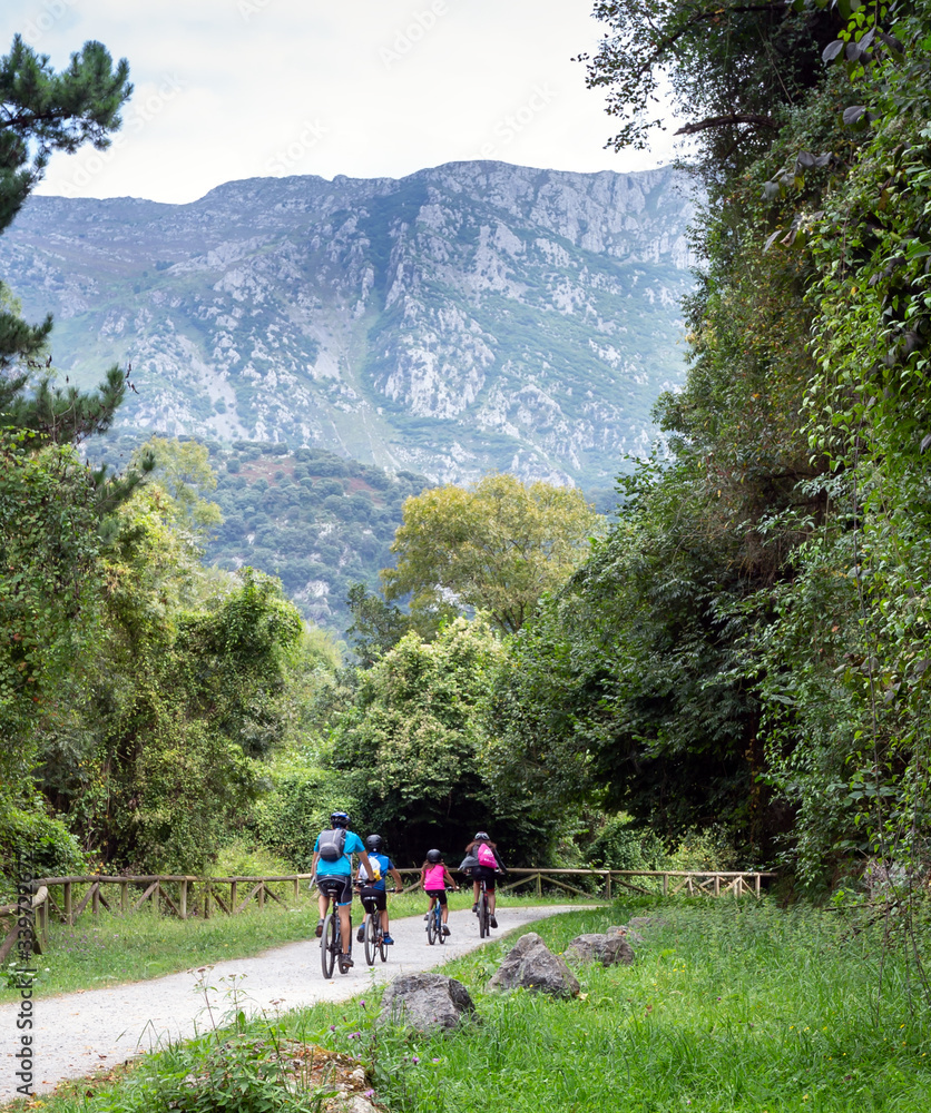 Natural Park, Asturias.
A couple and their two children enjoy a day on a bike through a national park in Asturias.
