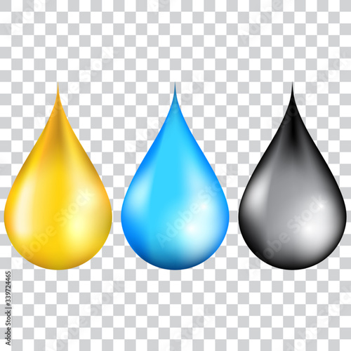 Set of different drops  water and oil drop  isolated  vector illustration.