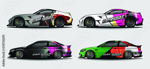 Car wrap decal design vector. abstract Graphic background kit designs for vehicle, race car, rally, livery, sport car

