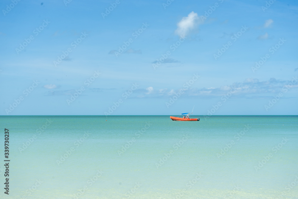 A small boat in the coast of Holbox 