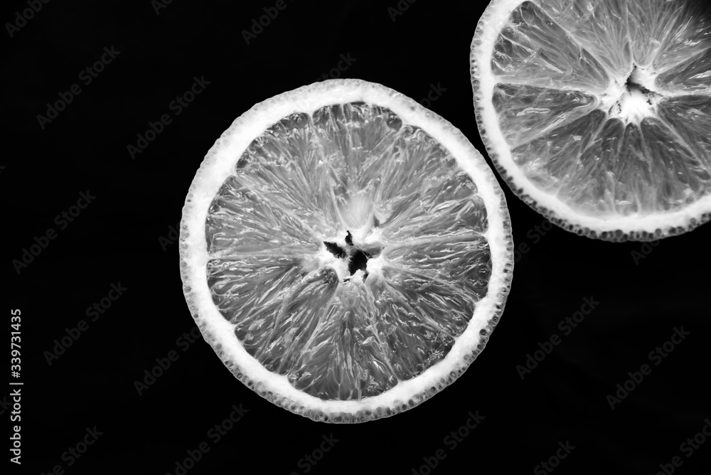 Split oranges from Valencia prepared to make a juice Split oranges from Valencia prepared to make a juice