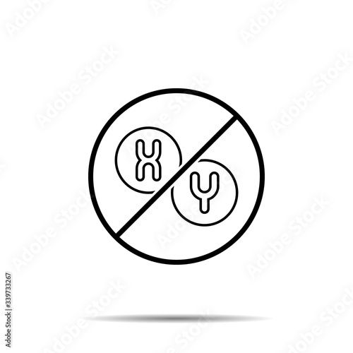 No chromosome iconicon. Simple thin line, outline vector of biology ban, prohibition, embargo, interdict, forbiddance icons for ui and ux, website or mobile application