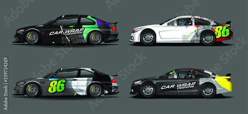 Car wrap decal design vector. abstract Graphic background kit designs for vehicle, race car, rally, livery, sport car

