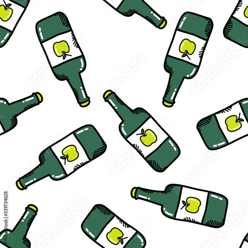 apple cider seamless doodle pattern, vector illustration
