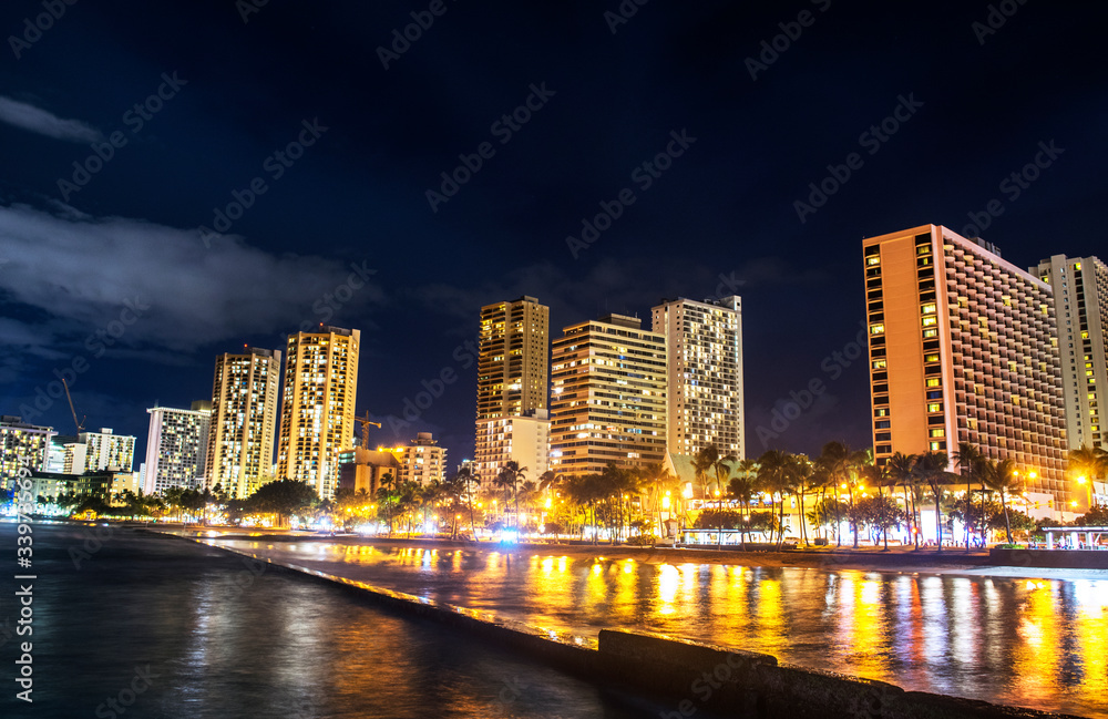 night view of the city in Hawaii