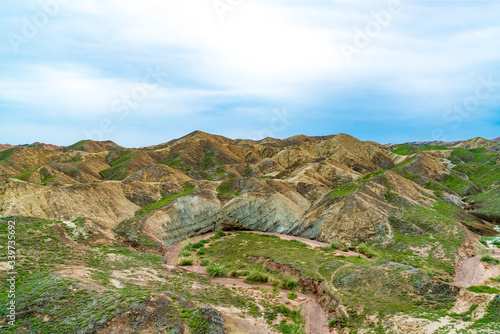 Zhangye Danxia National Geological Park.Colorful Danxia Geopark in Zhangye City  Gansu Province  China. Beautiful and colorful Danxia landforms.