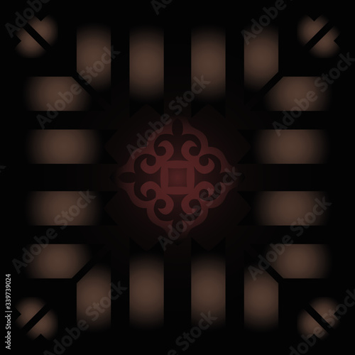 Decorative design with ethnic element for decoration and your design. Kyrgyz, Kazakh, Uzbek ornaments. Symmetry texture. Trendy creative gradient. Print for shawl and carpet, tile. Vector.