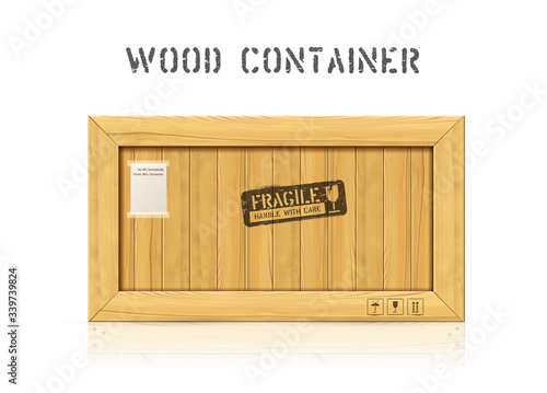 Rectangular wooden industrial box vector mockup design