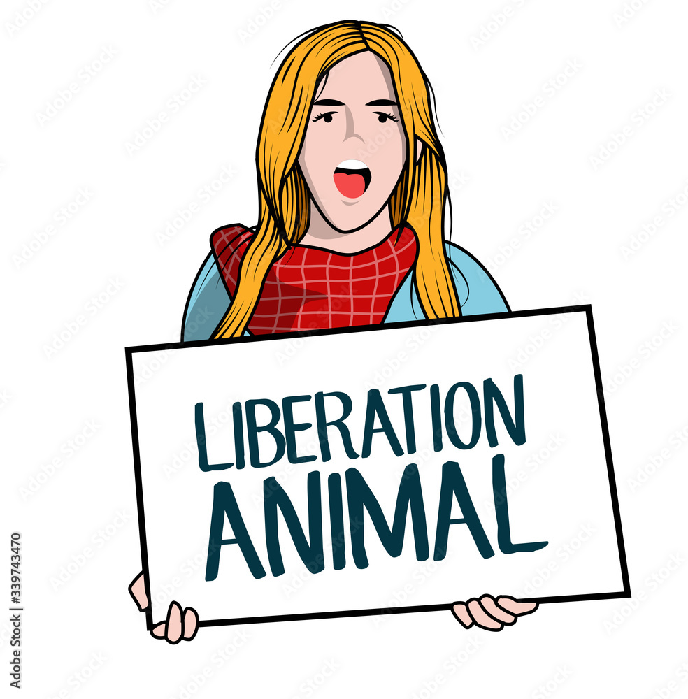 person carrying a poster about animal liberation person carrying a poster about animal liberation