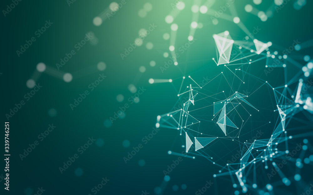 Abstract background. Molecules technology with polygonal shapes, connecting dots and lines. Connection structure. Big data visualization. Abstract background. Molecules technology with polygonal shapes, connecting dots and lines. Connection structure. Big data visualization.