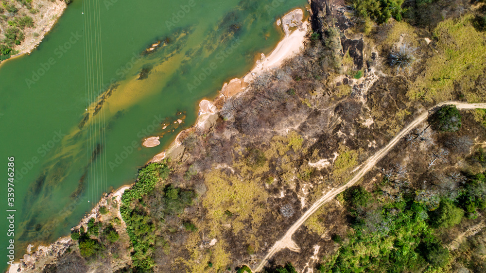 Aerial image of Doce River. Atlantic Forest Biome. Picture made in 2018.