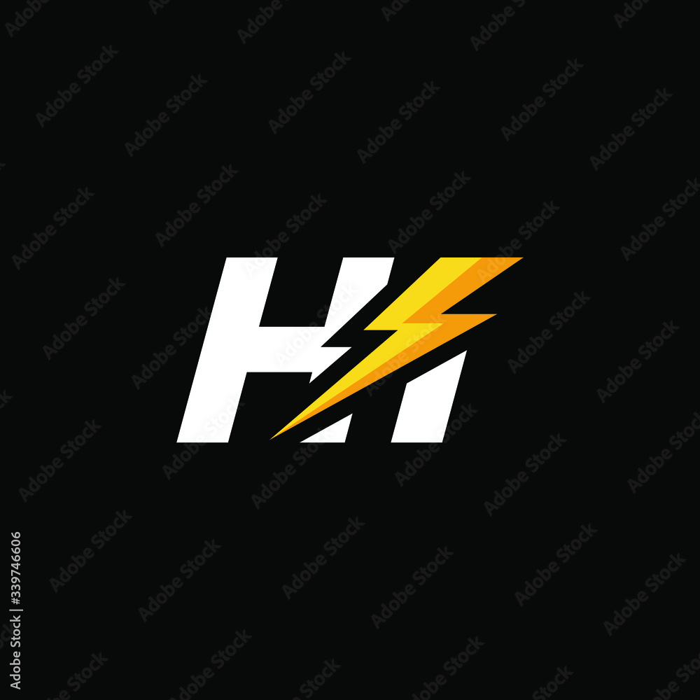 Initial Letter HI with Lightning Initial Letter HI with Lightning