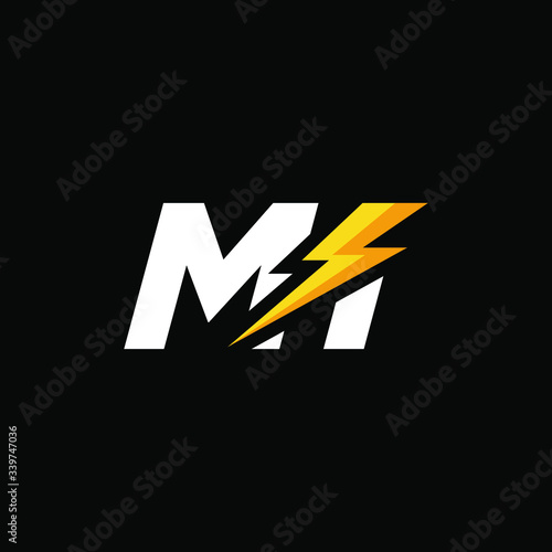 Initial Letter MI with Lightning	