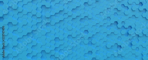 Science and Technology Hexagonal light blue cyan tiles pattern, abstract background texture