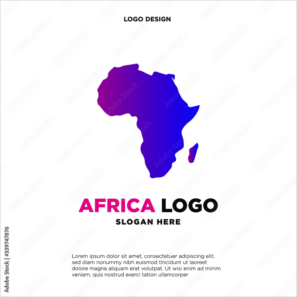 Map of African logo designs with swoosh logo vector, Map logo designs concept