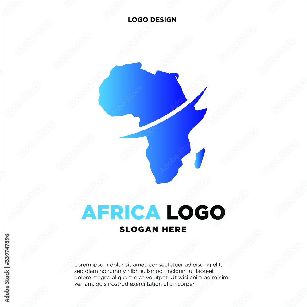 Modern African logo designs with swoosh logo vector, Map logo designs concept