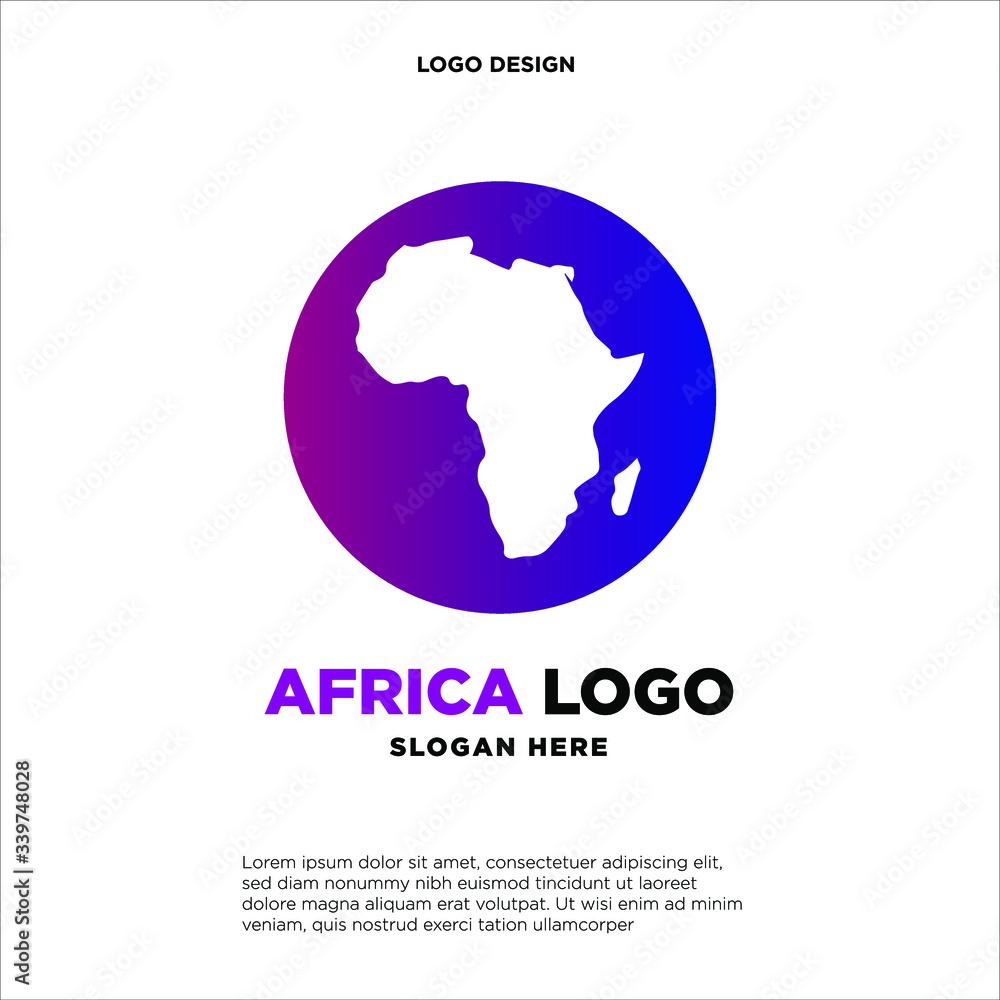 Modern African logo designs with swoosh logo vector, Map logo designs concept