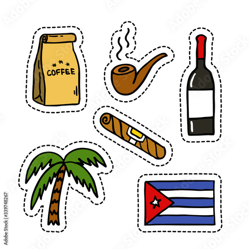 Cuba doodle icons