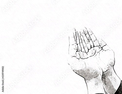 Praying hands. Islamic Background