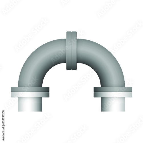 Pipe vector icon. Made from steel or metal connection by flange fitting fixing by screw and bolt. Part for pipeline construction to transport oil and gas in industry, water in plumbing and irrigation.