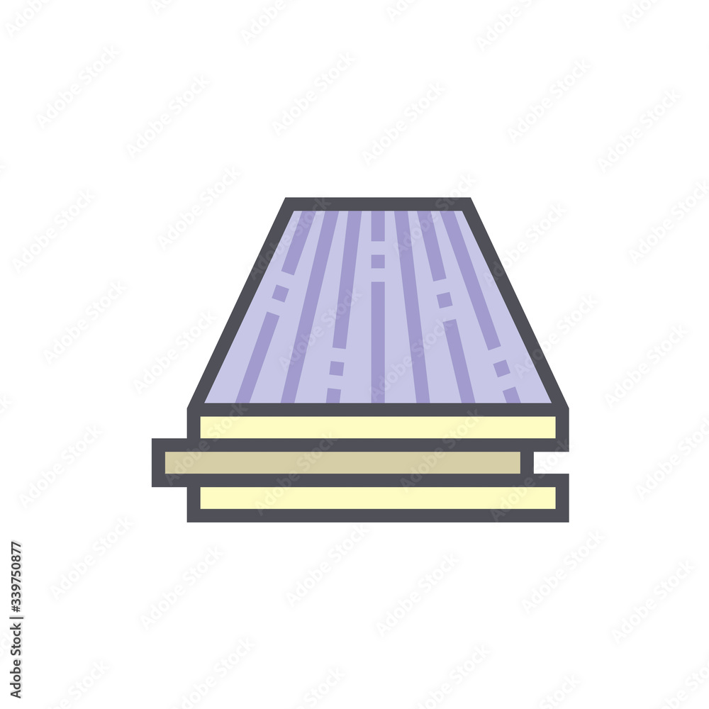 Engineered wood flooring vector icon. That is a floor finishing material for home interior decoration. Consist of hardwood layer bonded over plywood. Include tongue and groove for joining with other. Engineered wood flooring vector icon. That is a floor finishing material for home interior decoration. Consist of hardwood layer bonded over plywood. Include tongue and groove for joining with other.