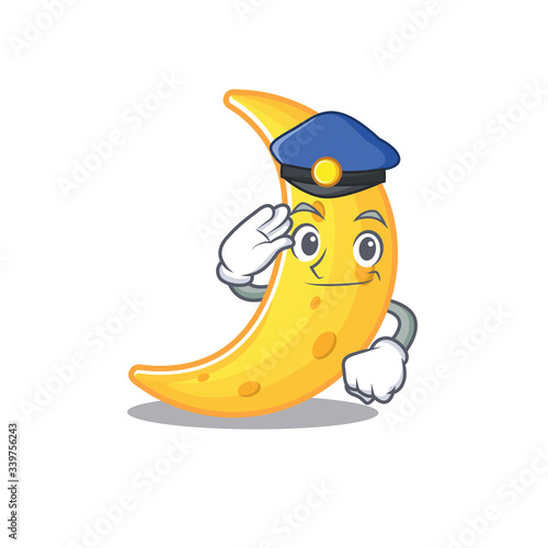 Police officer mascot design of crescent moon wearing a hat