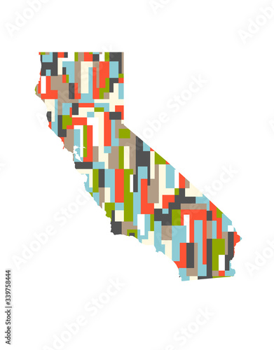 California State Abstract rectangular color pattern Map. Vector Design illustration