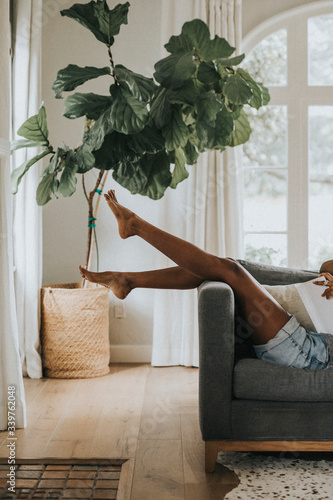 Tanned legs in the air