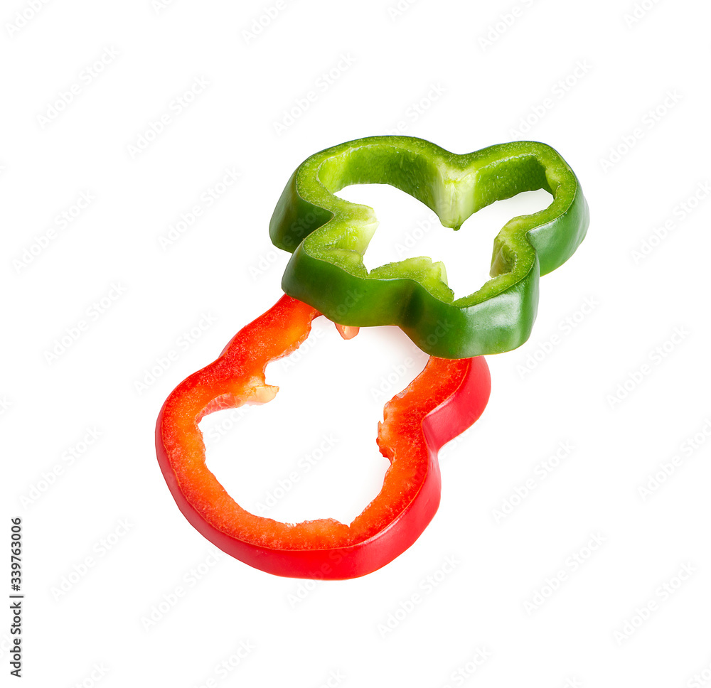 Sliced peppers an isolated on white background Sliced peppers an isolated on white background
