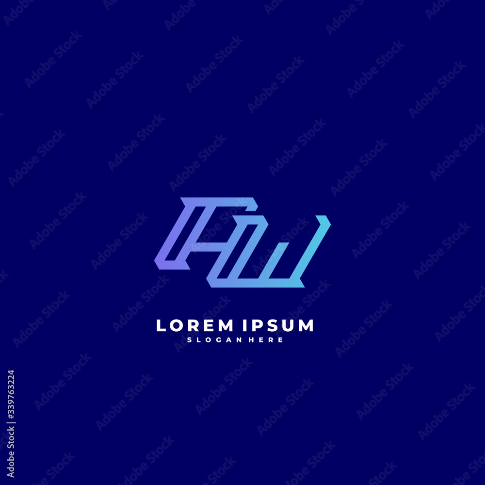 Obraz premium aw letter vector logo initial