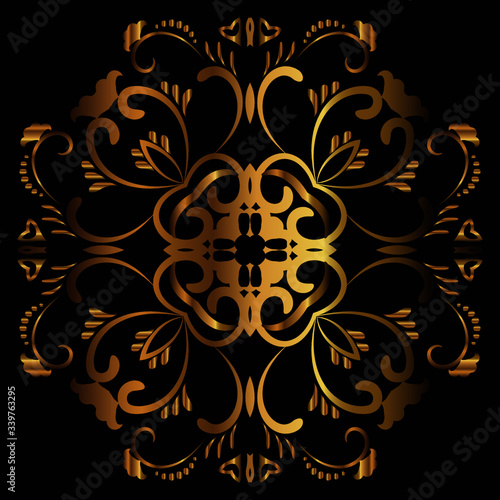 Abstract luxury gold pattern, ornament with monograms, ornate elements. Elegant wedding invitation card; invitation; workpiece for your design.