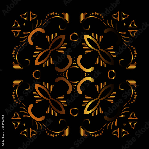 Abstract luxury gold pattern, ornament with monograms, ornate elements. Elegant wedding invitation card; invitation; workpiece for your design.