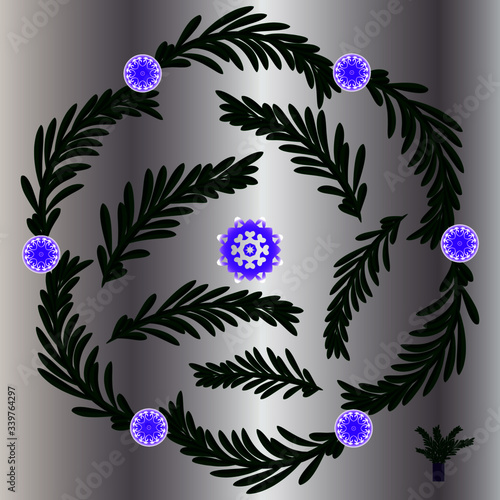 Decorative green branches with leaves of the workpiece for your design. Plant elements and motifs. Frame of green leaves for decoration. Vector illustration