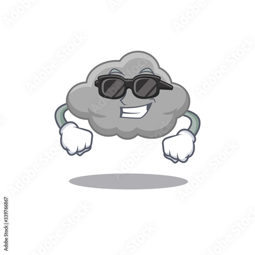 Cool grey cloud cartoon character wearing expensive black glasses © kongvector