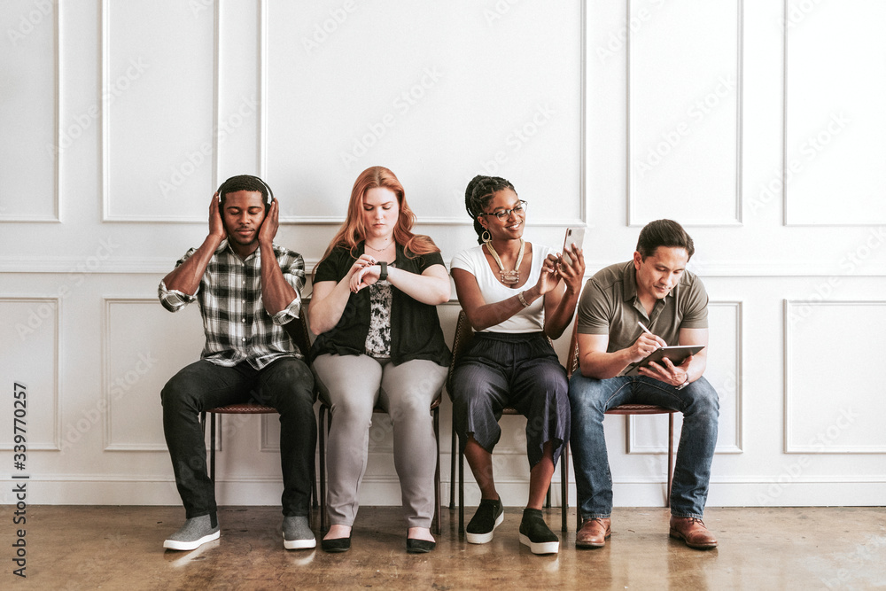 Fototapeta premium Antisocial people on their phones