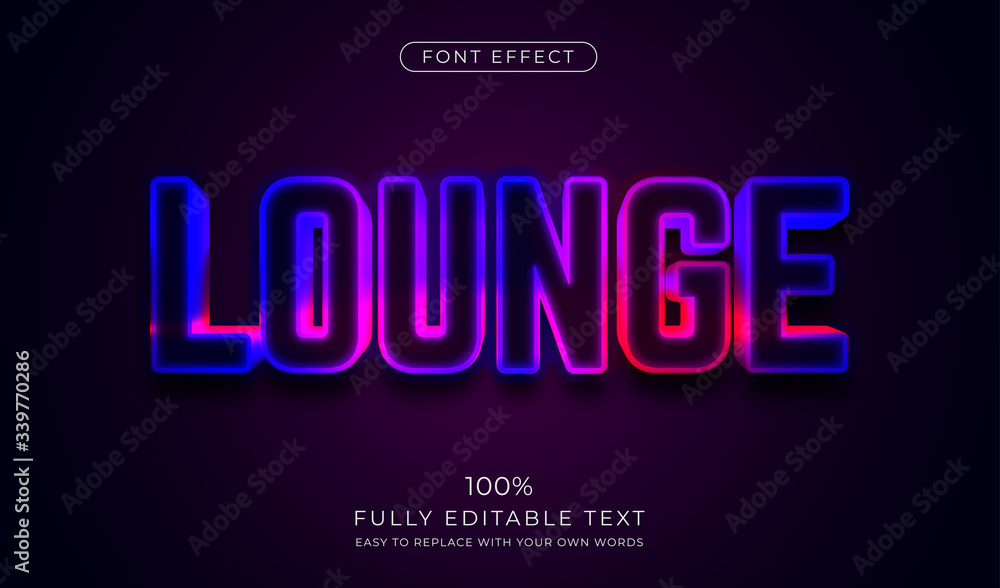 3d LED wall signage text effect. Editable font style