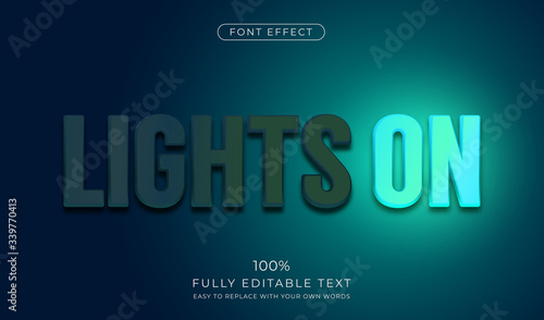 Fluorescent Neon light effect. Editable font style