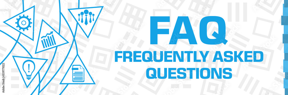 FAQ - Frequently Asked Questions Business Symbols Blue Curves Triangles Horizontal FAQ - Frequently Asked Questions Business Symbols Blue Curves Triangles Horizontal