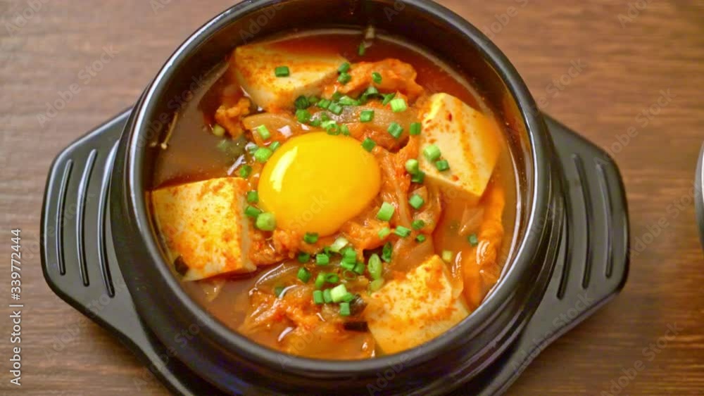 ‘Kimchi Jjigae’ or Kimchi Soup with Soft Tofu or Korean Kimchi Stew