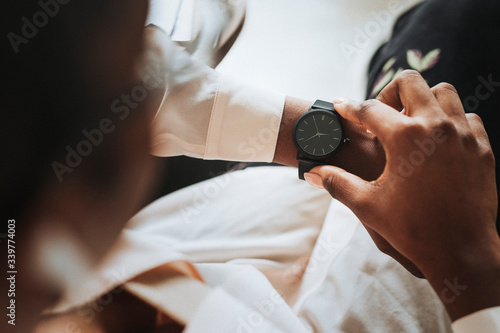 Woman wearing a smartwatch