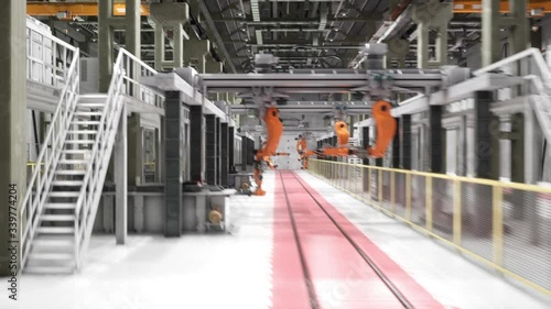 Robotic line at the futuristic factory