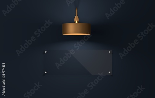 Glass signage logo mockup. 3D Render.