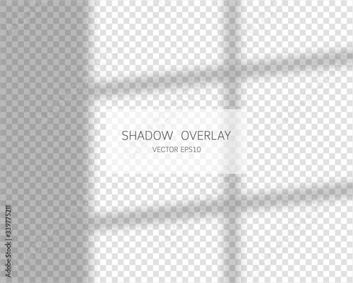 Shadow overlay effect. Natural shadows from window isolated on transparent background. Vector illustration. 
