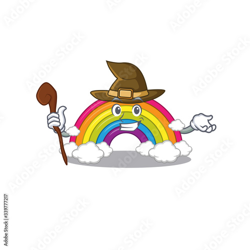 rainbow sneaky and tricky witch cartoon character