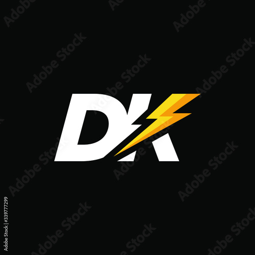 Initial Letter DK with Lightning